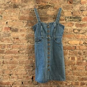 Madewell Denim Knee Length Dress with Button Closure